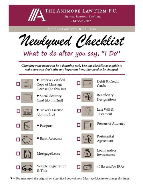 Dallas Bridal Newlywed Name Change Guide for Texas